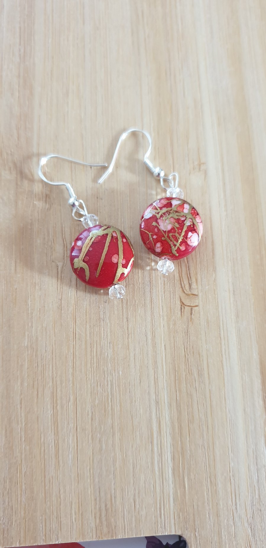 Red round earrings