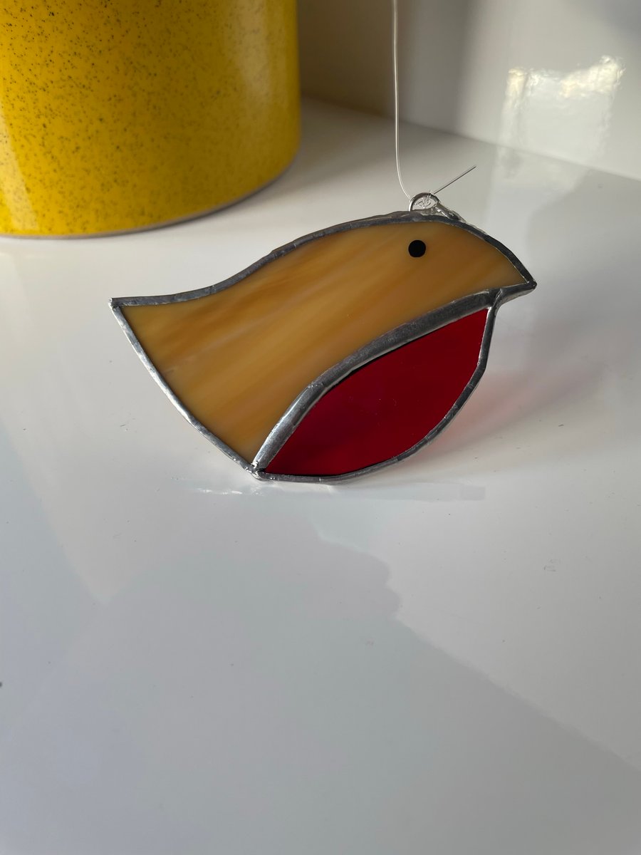 Stained glass robin tree decoration