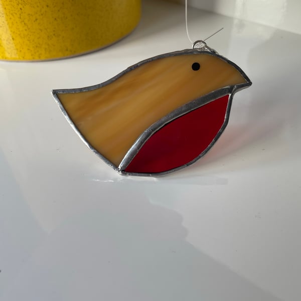 Stained glass robin tree decoration