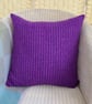 Harris Tweed Scatter Cushion with Pad, Purple Stripe 48cm - Image 4