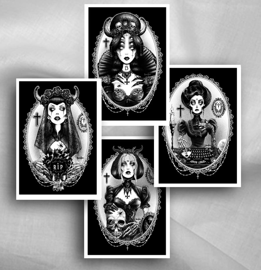 Four Gothic Postcards by Marcus Jones