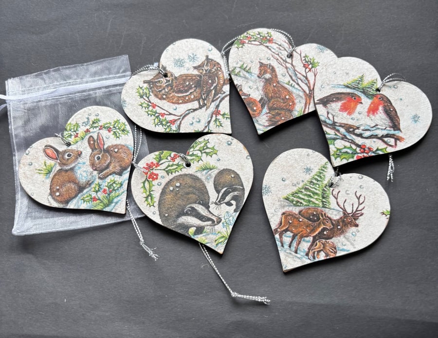 Christmas animal themed decoupaged gift tags 