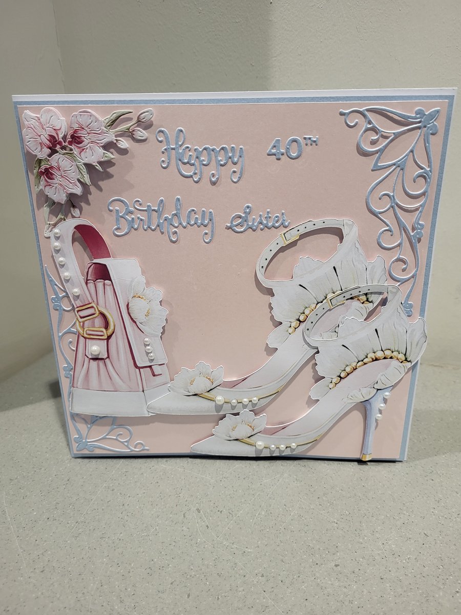 Handmade greeting card,  shoe and handbag birthday card 