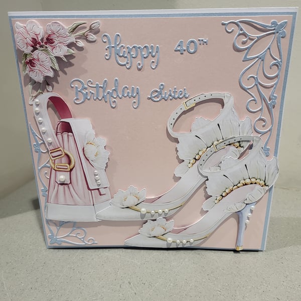 Handmade greeting card,  shoe and handbag birthday card 