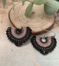 Boho tear drop design beaded micro macrame dangle statement earrings 