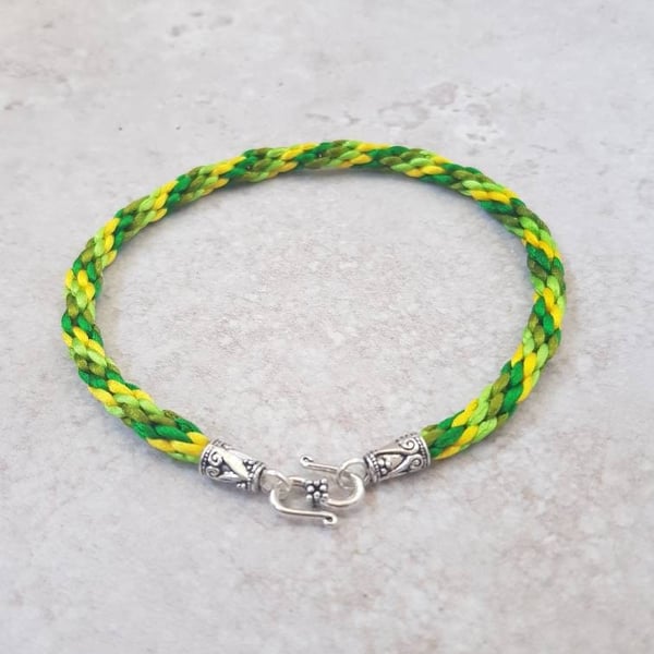 Green and yellow ankle bracelet, Womens Boho Anklet