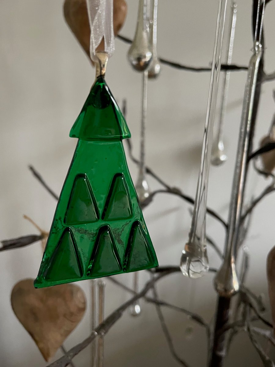 Fused Glass Triangles Tree Christmas Tree Decoration