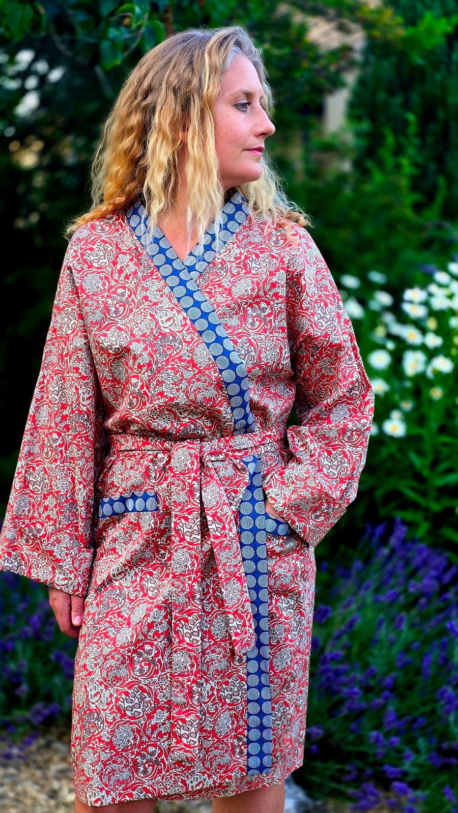 Image of Handmade Liberty of London Tana Lawn Dressing Gown – Luxury Robe – Floral Print