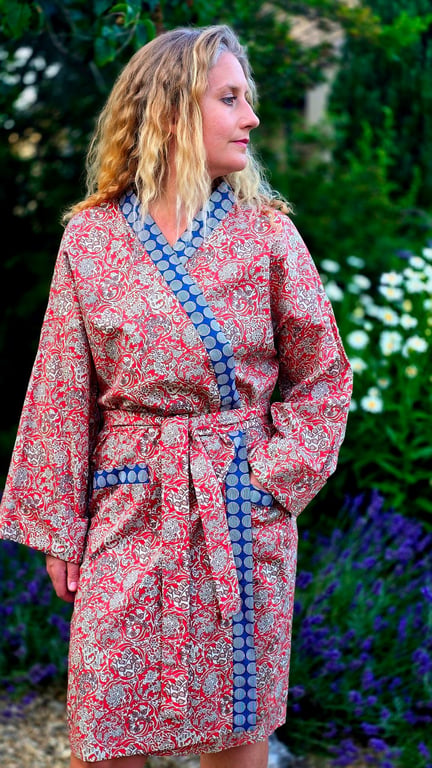 Handmade Liberty Fabric Dressing Gown – Authentic Tana Lawn Luxury Robe 