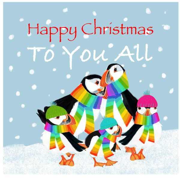 Puffin Kids Family Personalised Christmas Cards 