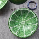 Lime half, mini trinket dish,  Fruit themed lemon ring dish 