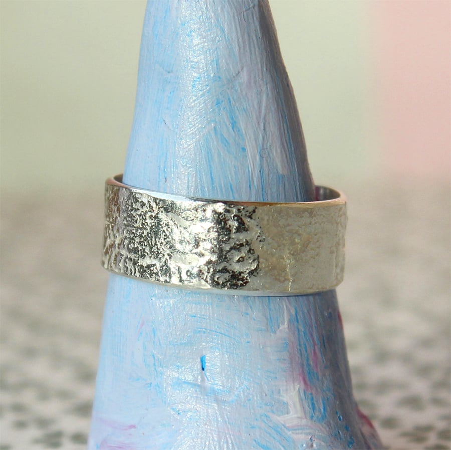 Silver Ring - Textured - Reticulated - Sterling Silver Band Ring - Made To Order