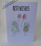 Sea Glass Best Wishes Card Celebration People, Purple & Red Balloons C331