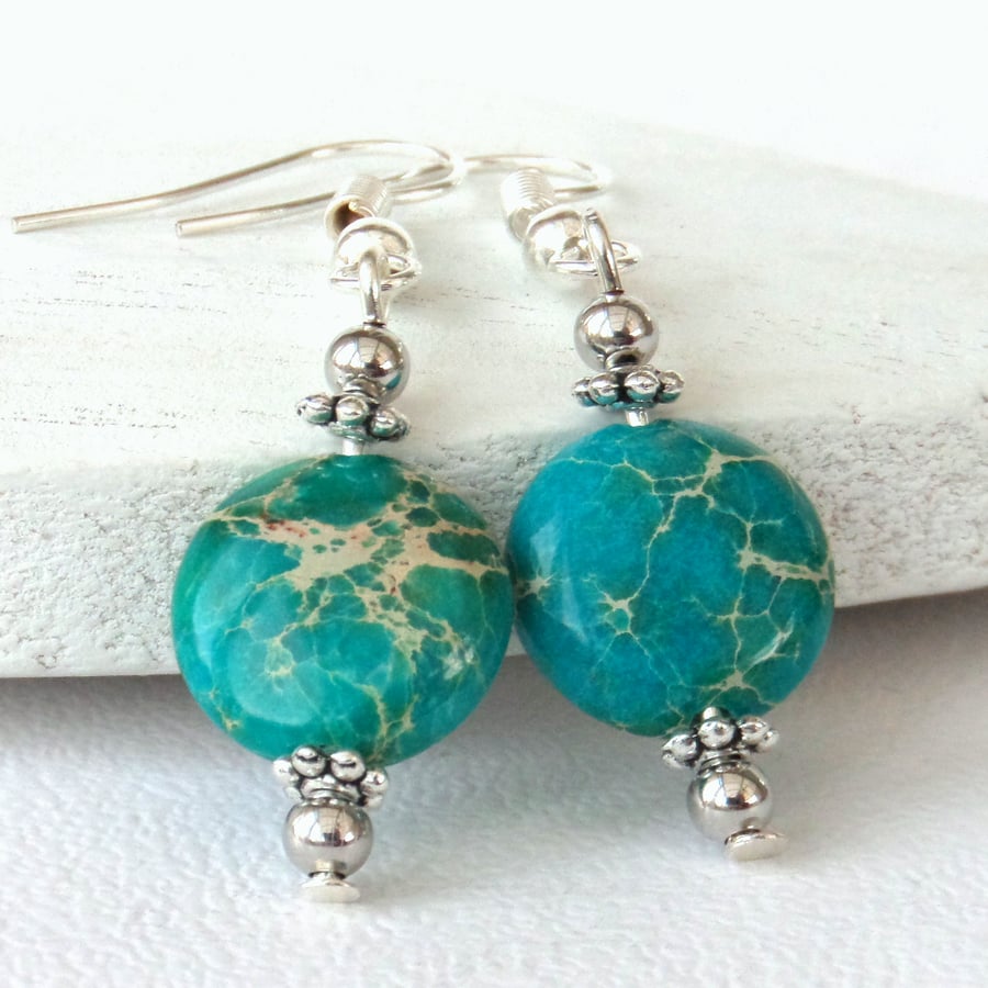 Turquoise calsilica earrings
