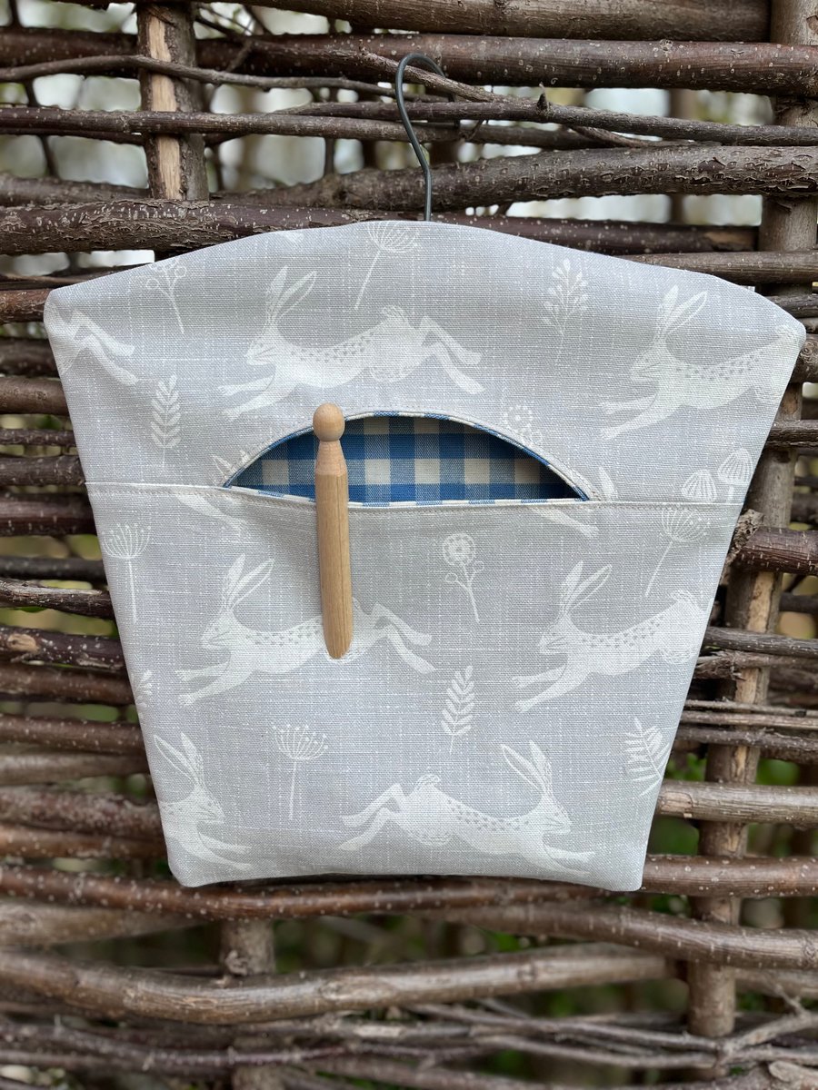 Peg Bag - hares and gingham
