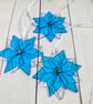 Large blue snowflake flower with dichroic glass