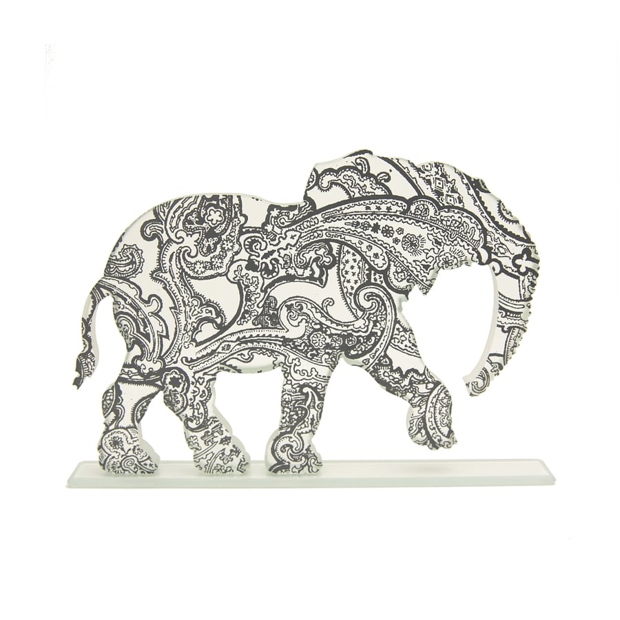 Paisley Glass Elephant Sculpture