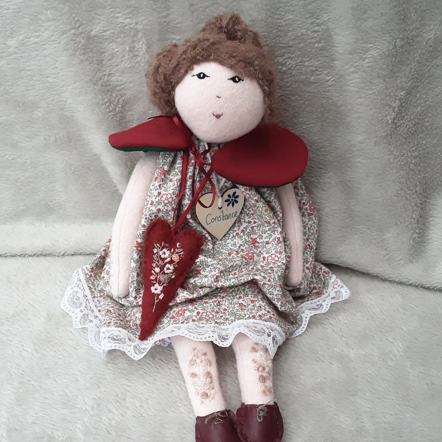 SOLD doll, cloth doll, collectors fabric doll with Liberty dress by Bearlescent 