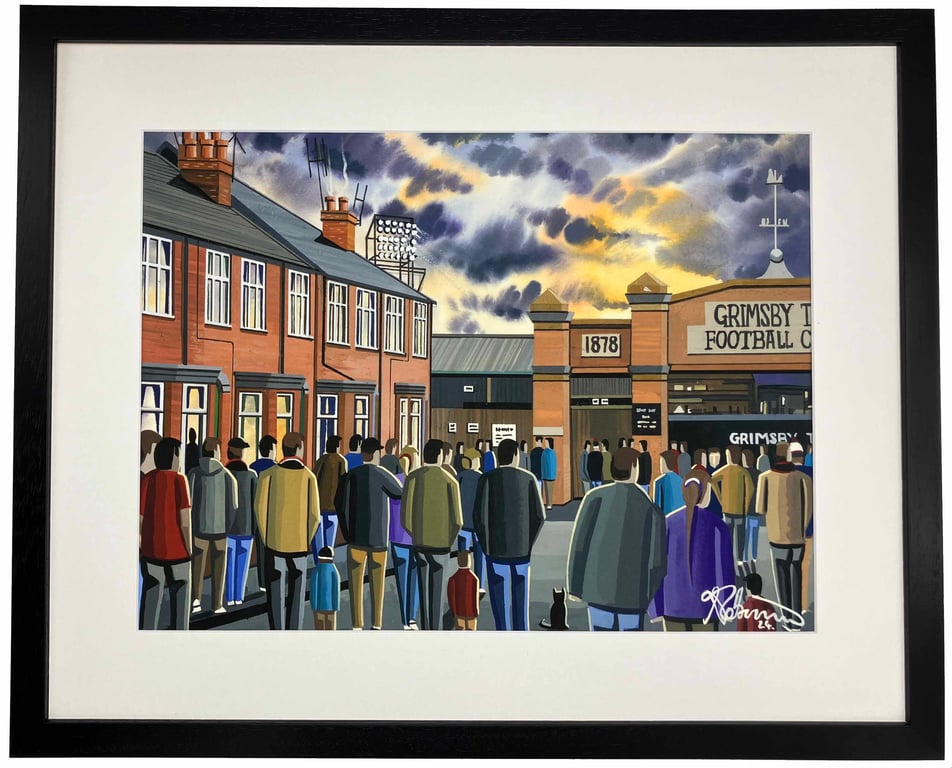 Grimsby Town Retro Blundell Park Framed Football Art Print. 20" x 16" Frame Size