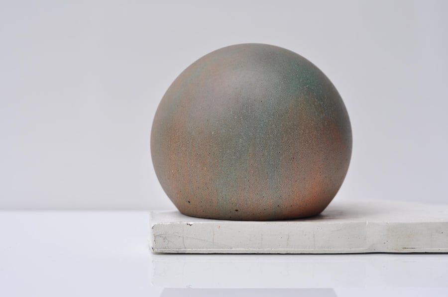 Concrete Ornament Sphere Green and Orange Handmade Decorative Sphere Modern Mini