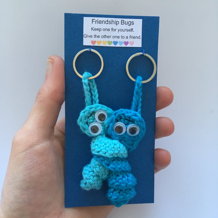 Crochet Friendship Bug Keyring - Blue - Best Friend Gift