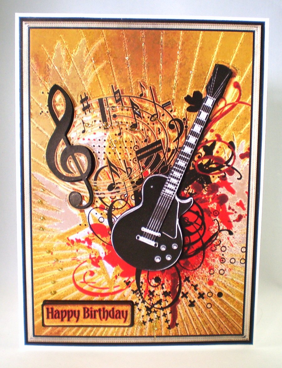 3D Guitar Birthday Card,16th,18th,21st,Personalise