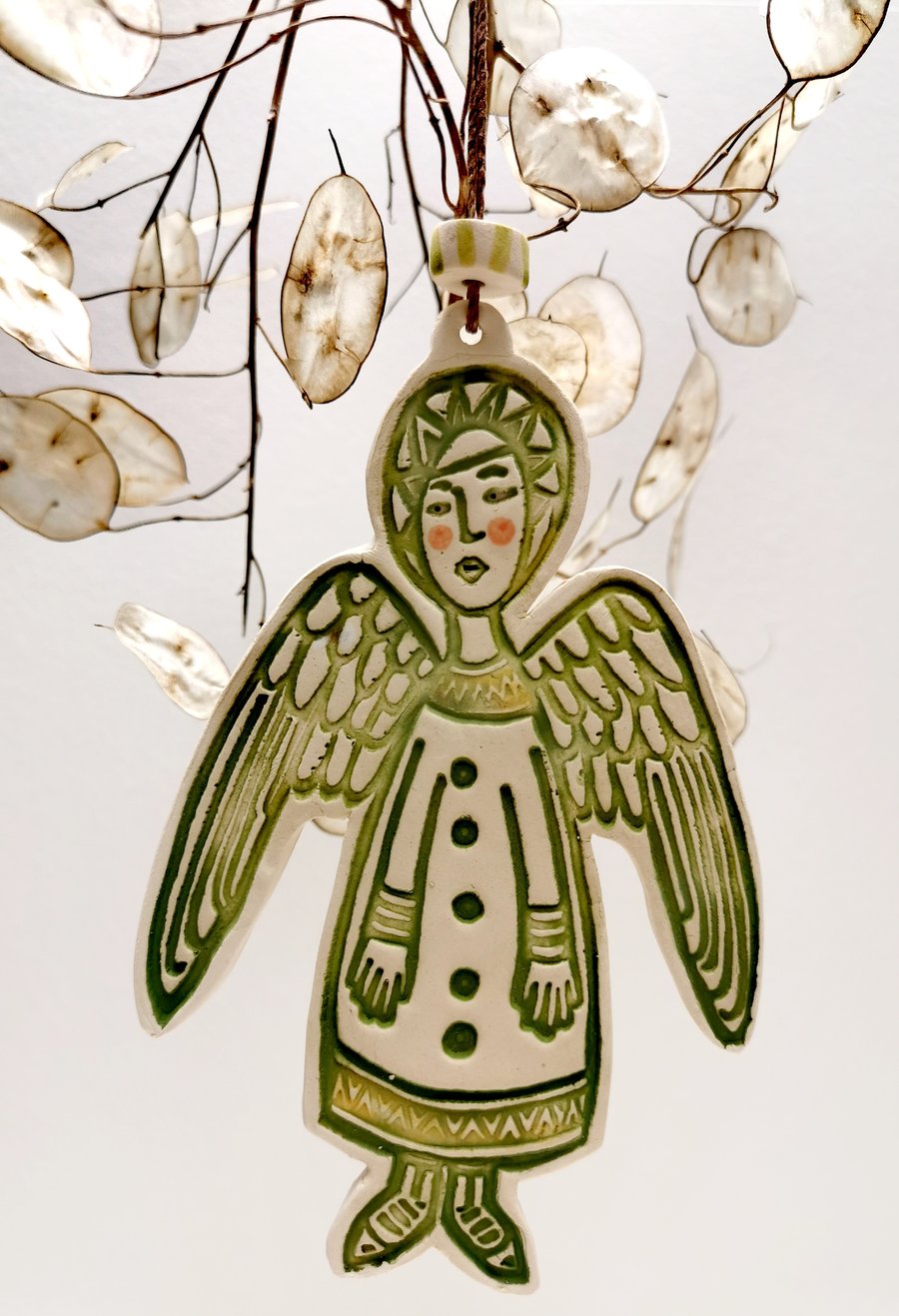Ceramic Angel decoration in green