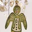 Ceramic Angel decoration in green