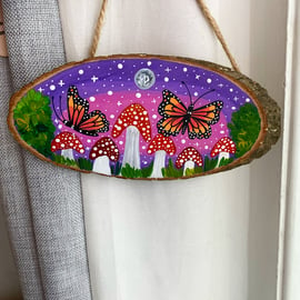 Butterfly toadstool acrylic painting 