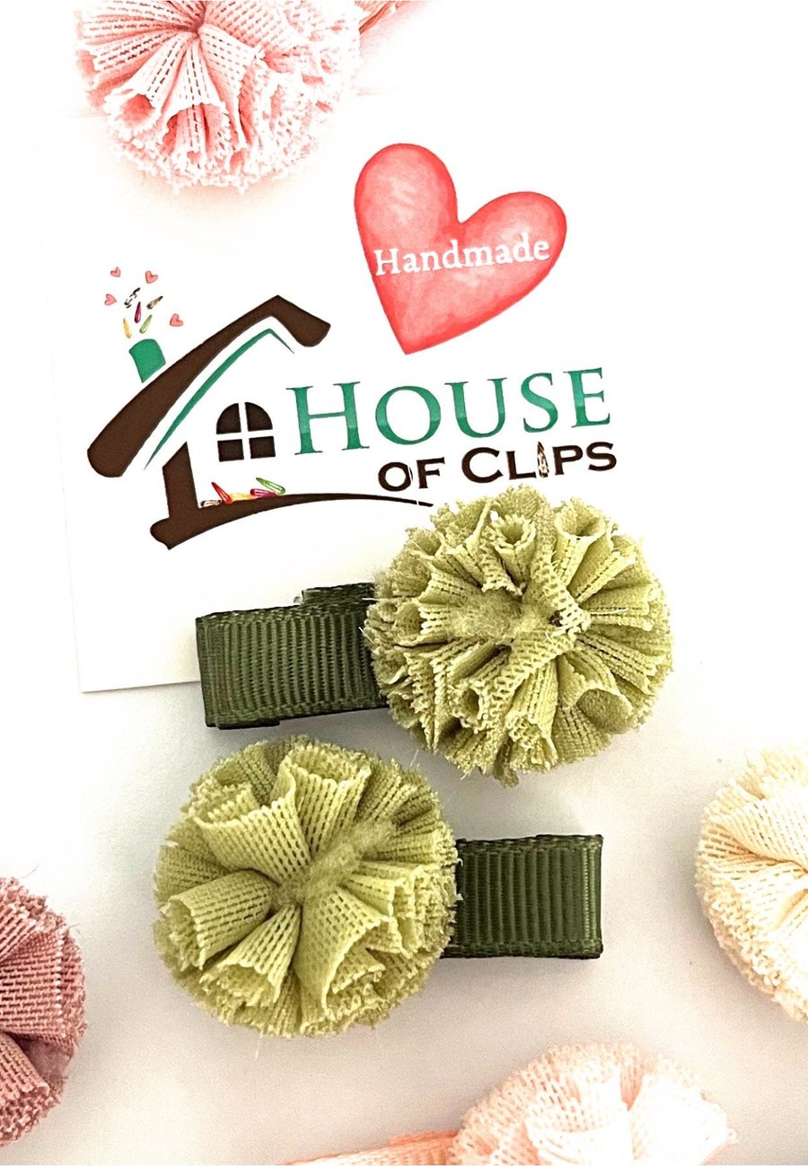 Dahlia Puff Puff Clips x2 - Flower Crocodile Clips - Flower Hair Clips - Flower 