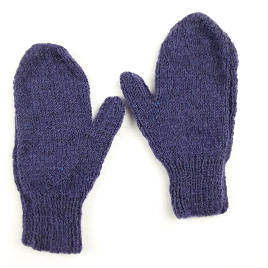 Sale! Hand knitted children's mittens blue purple mix - winter gloves 