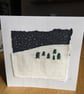 Snowy scene, mixed media Christmas card, hand embroidered, recycled card - Image 5