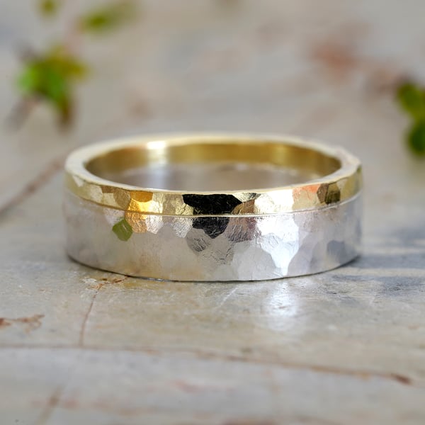 5mm Wedding Band in 18k Yellow Gold and Sterling Silver