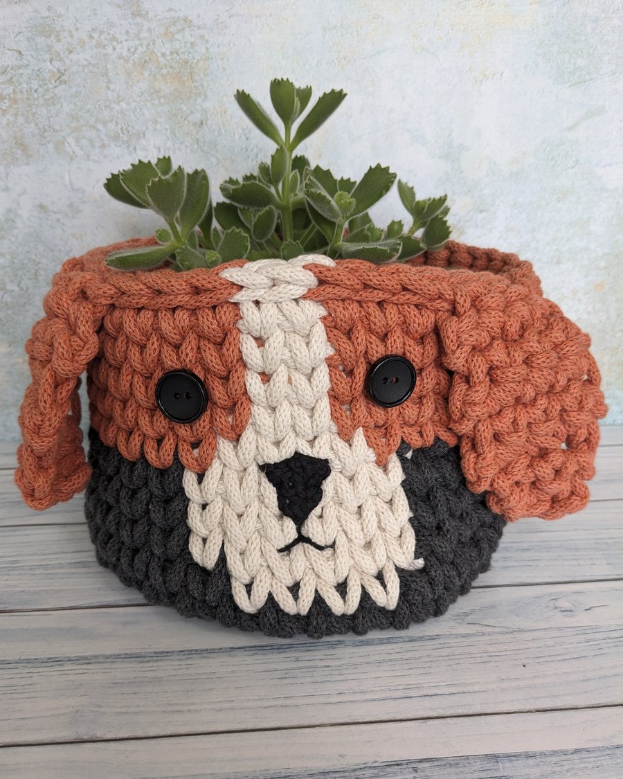 Dog face basket, Animal basket, Pet gift, storage basket
