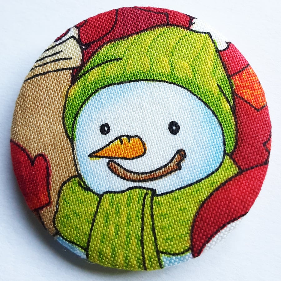 Snowman Badge Christmas Textile Badge 45mm