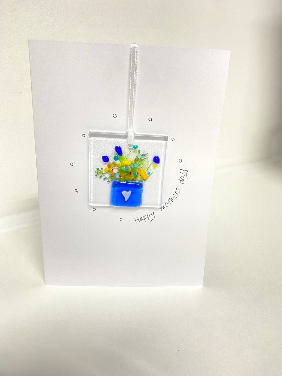 Mothers day card- fused glass keepsake