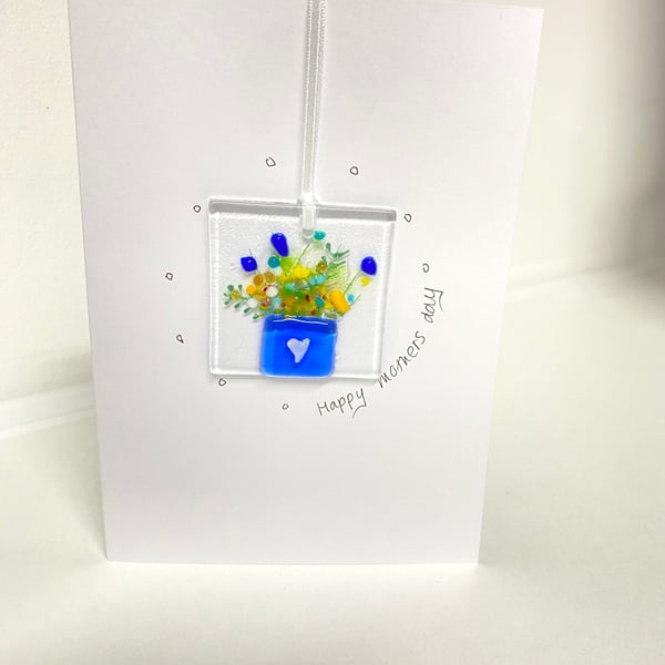 Mothers day card- fused glass keepsake