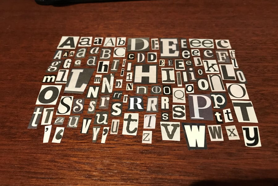 Scrapbooking Paper Pack Black White Alphabet Letters Decoupage Pack 100 Letters