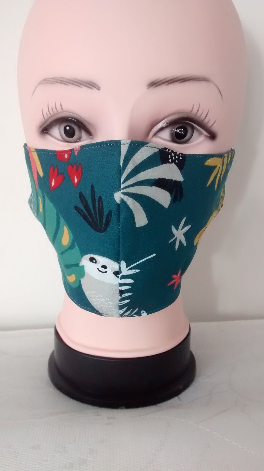 Handmade 3 layers animal sloth reusable adult face mask.