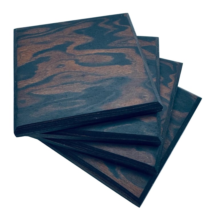 Executive Coasters - Ebono Walnut Root Wood
