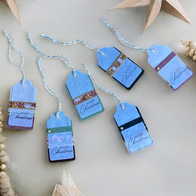 Set of six Christmas gift tags