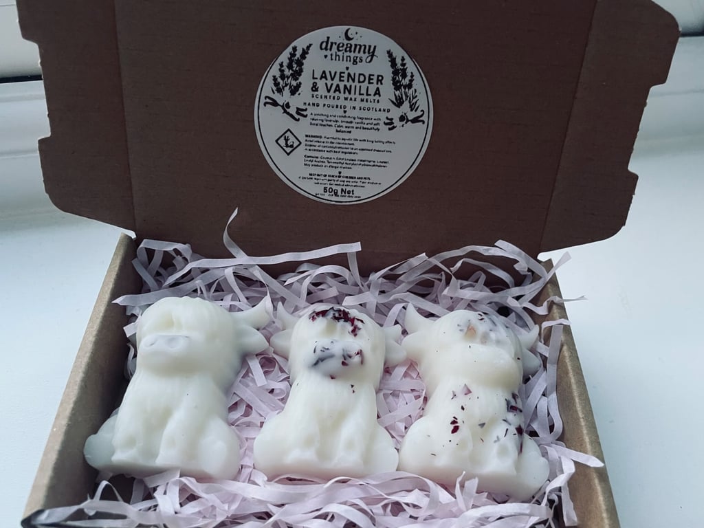 Lavender and vanilla scented highland cow wax melts