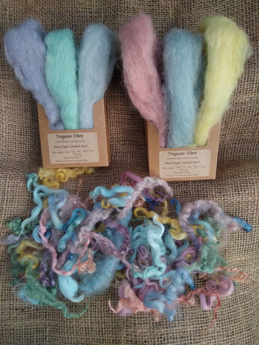 The Spirit of Spring - Carded wool and curly wool pack, hand dyed fibres