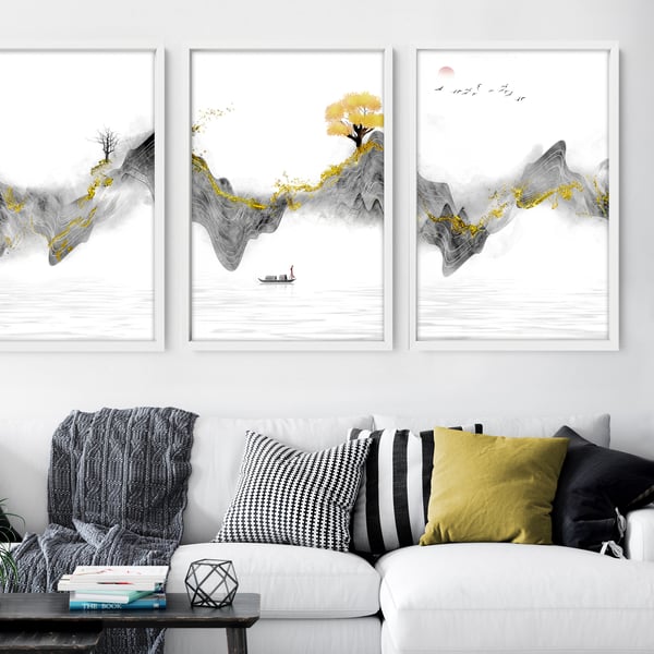 Office decor wall art, Home decor Japanese art, calming zen wall decor, Japandi 