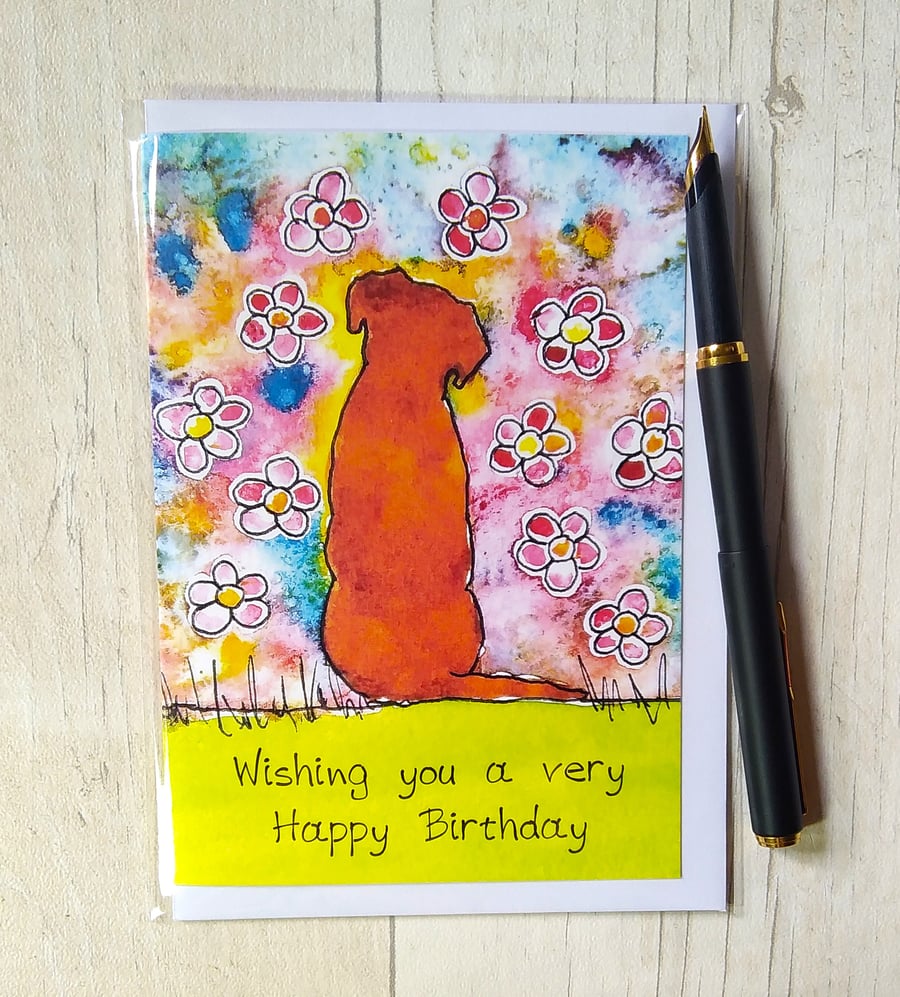 Boxer Dog card (printed card).Boxer Dog Birthday card