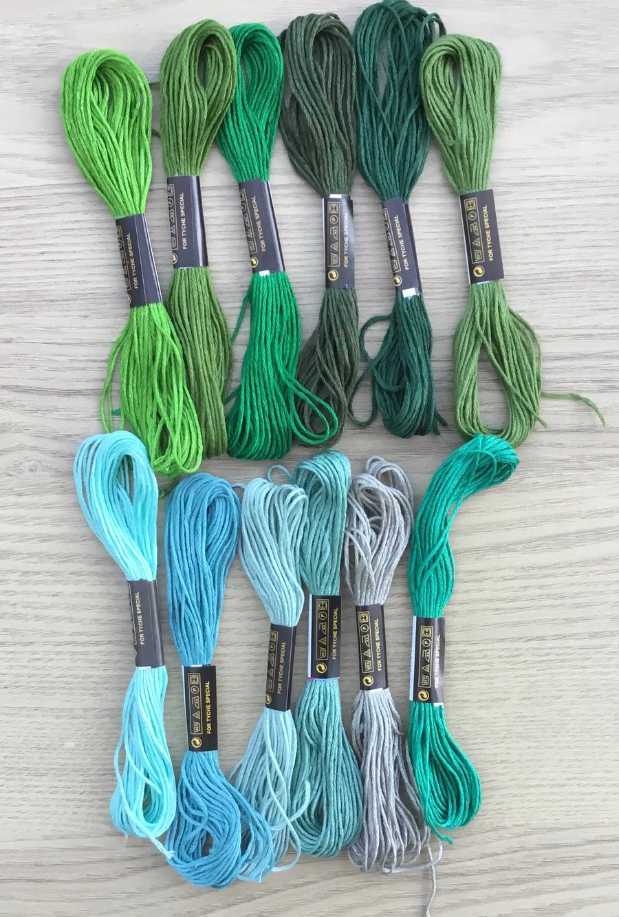 Green Embroidery Bundle!! 12 Skeins of Various Green Tones Embroidery Threads.