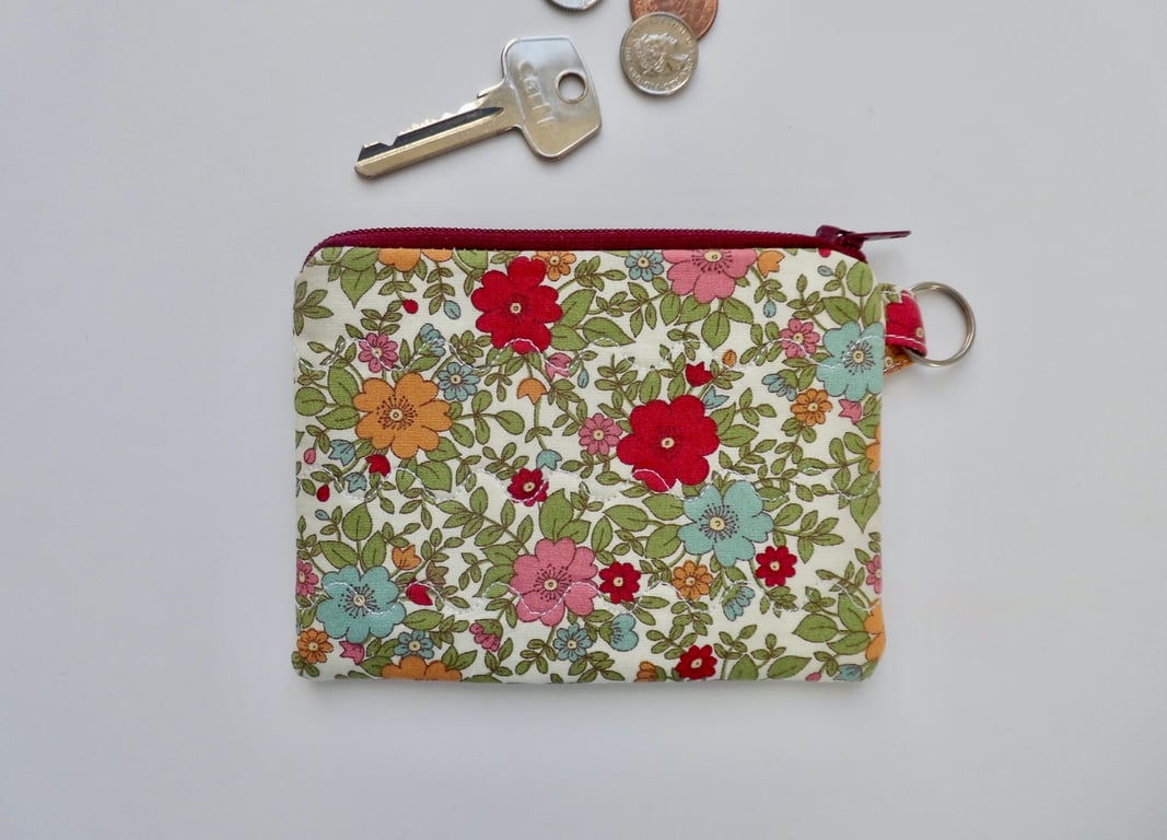 Coin purse in bright modern floral fabric
