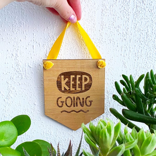 Unique gifts for women, motivational quote oak wooden wall hanging banner sign