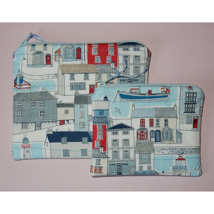 Purses set of two, harbour scene