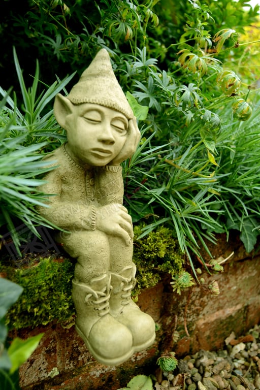 Paul the Sleeping Elf Stone Garden Ornament